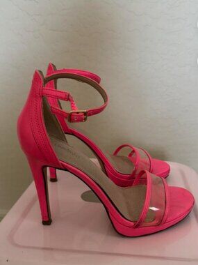 Limelight Neon Pink Clear-Strap Stiletto